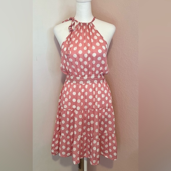 SHEIN VCAY Polka Dot Tie Back Ruffle Hem Belted Dress - Picture 2 of 15